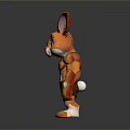 3D Muscular Rabbit Character With Orange Fur Large Ears And Shorts