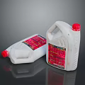 White Plastic Cooking Oil Bottles with Red Caps and Colorful Labels