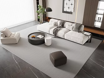 Modern minimalist living room sofa coffee table combination sofa background wall 3d model