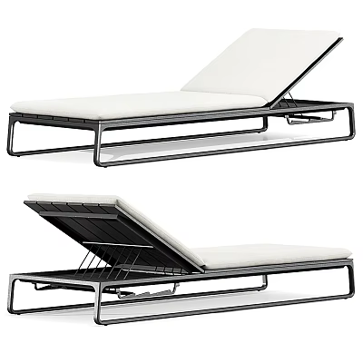 Modern Lounge Chair Design With Metal Frame White Cushion And Adjustable Backrest 3d model