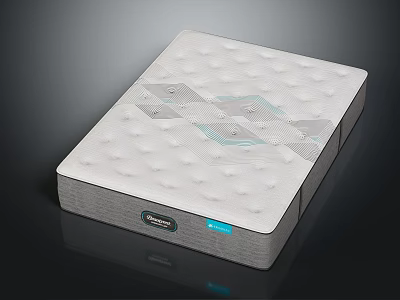Modern Mattress With Quilted White Surface Blue Accent Patterns And Gray Base Label 3d model