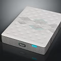 Modern Mattress With Quilted White Surface Blue Accent Patterns And Gray Base Label