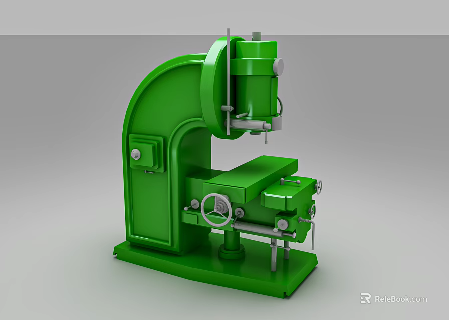 Green Industrial Milling Machine with Precision Controls and Stable Base Structure 3d model