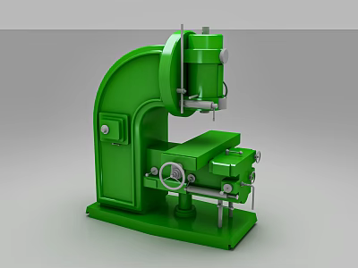 Green Industrial Milling Machine with Precision Controls and Stable Base Structure 3d model