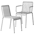 Modern Black And White Striped Metal Chairs With Armrests And Simple Design