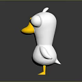 Cute Cartoon Duck 3D Character Model With White Body Yellow Beak Feet And Big Eyes