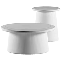 Modern Round Wooden Coffee Tables With Textured Surface And Cylindrical Base