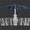Outdoor Patio Furniture Set With Blue Round Umbrella And White Chairs Table