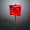 Red Commercial Lifebuoy Storage Box with Open Lid Holding White Lifebuoy on Stand