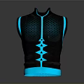 Modern Black and Turquoise Activewear Vest with Honeycomb Pattern and Geometric Decor Design