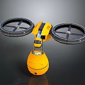 Yellow Space Probe With Dual Rotors And Spherical Body For Planetary Exploration