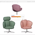 Modern Colorful Armchairs With Round Design And Metal Base For Living Room
