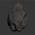 Irregular Shaped Textured Stone With Metallic Blue And Brown Hues On Gray Gradient Background