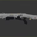 Futuristic Sci Fi Weapon With Silver Body Yellow Accents Black Grip And Red Dot Details 3d model