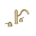 Classic Beige Faucet With Curved Spout And Two Control Handles Design