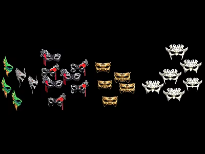Colorful Decorative Masks In Various Styles With Different Colors And Ornaments 3d model