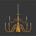 Elegant Golden Chain Hung Chandelier With Multiple Arms And Candle Shaped Lights For Home Decor