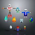 Colorful Game And Movie Characters In Various Cartoon Styles And Poses