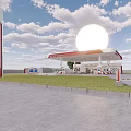 Modern Sinopec Gas Station Exterior View With Spacious Pavement And Green Trees Under Bright Sky