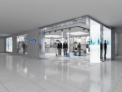 Modern Clothing Store With Stylish Mannequins Bright Interior And Fashionable Displays 3d model