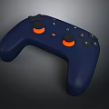 Navy Blue Computer Game Controller With Orange Joysticks And Black Buttons 3d model