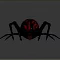 Black Spider With Red Flame Pattern On Abdomen And Long Legs Design