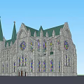 Ancient Gothic Architecture Featuring Tall Spires And Colorful Stained Glass Windows