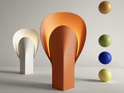 Stylish Modern Orange And White Table Lamps With Colorful Decorative Balls Design 3d model