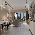 Modern Living Dining Room Interior With Sofa Coffee Table Dining Table And Chandelier