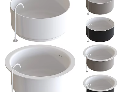 Modern Freestanding Round Bathtubs In Different Colors With Metal Faucet Design 3d model