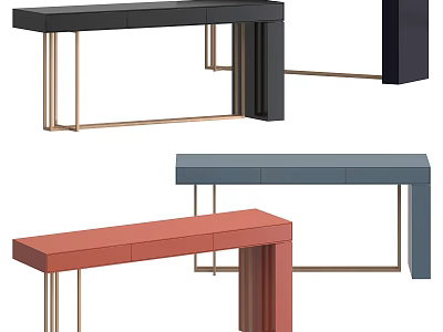 Modern Dressing Tables With Colorful Designs Gold Metal Legs And Drawers 3d model