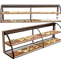 Fresh Bread Display Case With Multiple Shelves Holding Freshly Baked Loaves