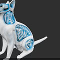 Detailed Cat Anatomical Model with Blue Internal Structures for Scientific 3d model