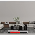 Modern Sofa And Coffee Table Set With Area Rug Cushions And Side Table 3d model