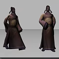 Two Historical Male Characters In Traditional Robes With Golden Dragon Patterns And Intricate Details