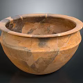 Artisan Crafted Terracotta Sculpture With Hand Carved Textured Surface And Crackled Patterns