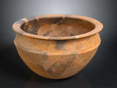 Artisan Crafted Terracotta Sculpture With Hand Carved Textured Surface And Crackled Patterns 3d model