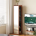 Multi Tiered Wooden Shelving Unit With Books Decorative Items In Living Room