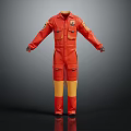 Red And Yellow Professional Work Coverall With Multiple Pockets And Logo Patch 3d model