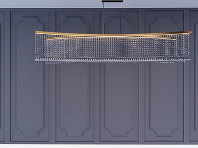 Modern Crystal Chandelier With Gold Frame And Crystal Beads On Gray Wall 3d model