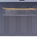 Modern Crystal Chandelier With Gold Frame And Crystal Beads On Gray Wall