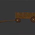 Vintage Wooden Cart With Plank Structure Spoked Wheels And Wooden Handles Design