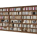 Large Wooden Bookshelf With Multiple Shelves Filled With Books And Decorative Items
