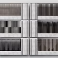 Modern Building Facade Design With Metal Panels And Rectangular Vertical Slats 3d model