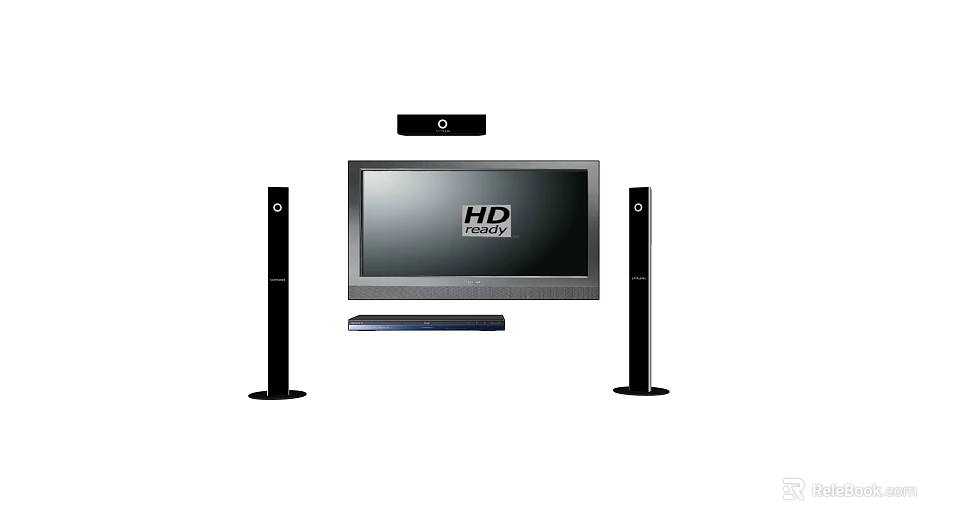 Home Theater Speaker System With HD TV And Floor Standing Speakers Setup 3d model 