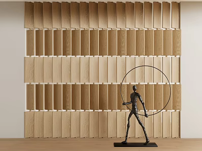 Modern Slatted Wood Partition Design For Contemporary Interior Space Decoration 3d model
