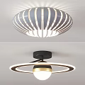 Modern Round Ceiling Lights With Striped Design And Circular Ring Gold Accents 3d model