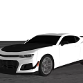 White Sports Car Featuring Black Stripes Sleek Design And Black Wheels On Open Ground