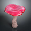 Red Mushroom Plant With Shiny Vibrant Red Cap And Light Colored Stem On Dark Background