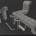 Various Industrial Pipe Components Including Elbows Tees Straight Sections and Connections